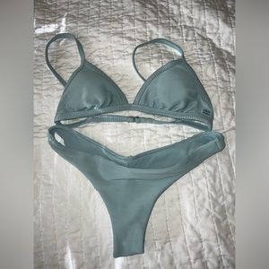 Billabong Ribbed Bikini Top & Bottom - Baby Blue (S)